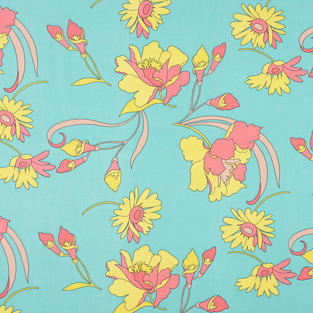 Chiffon Poliéster Flor Turquesa - Ribes y Casals