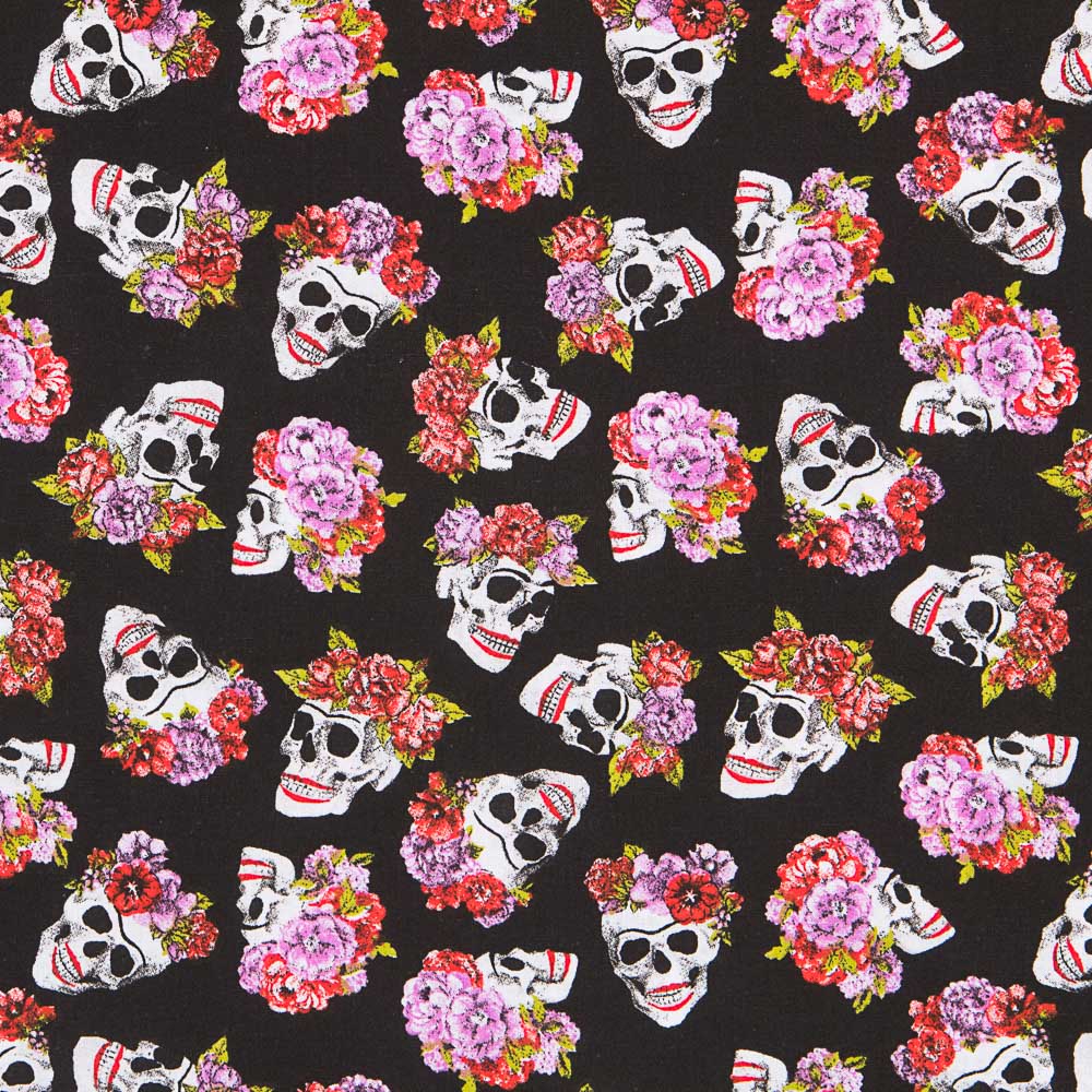 Algodão Skull Catrina Preto - Ribes y Casals
