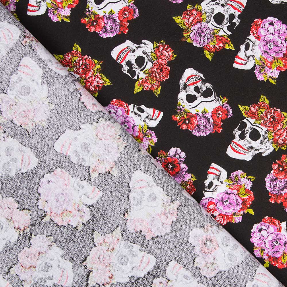 Algodão Skull Catrina Preto - Ribes y Casals