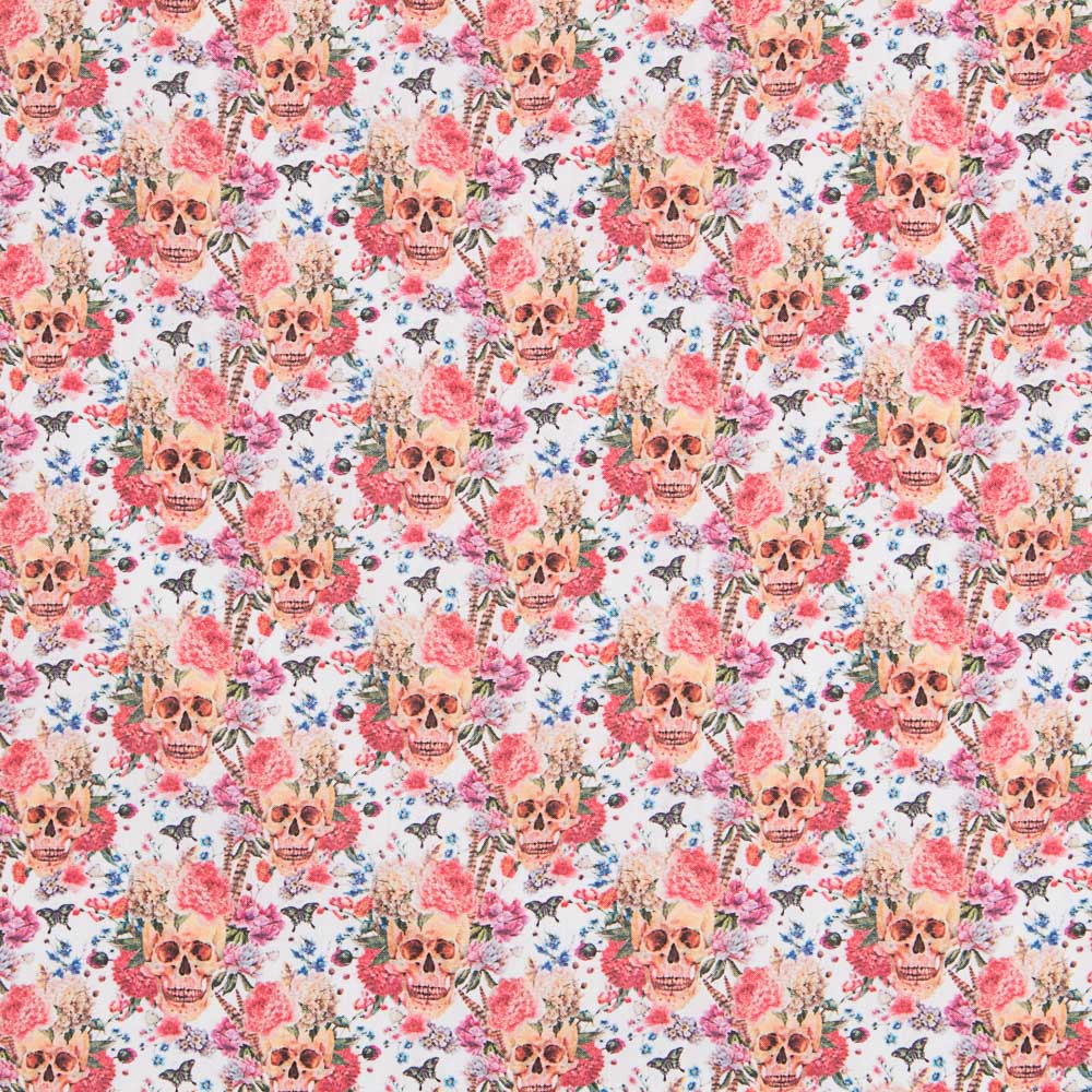 Algodão Floral Catrina Branco - Ribes y Casals