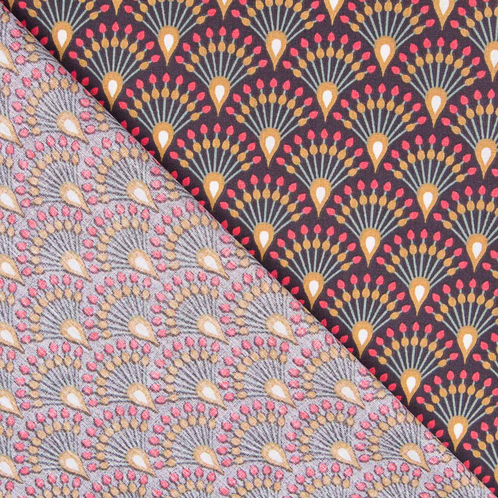 Algodão Leque Borgonha - Ribes y Casals