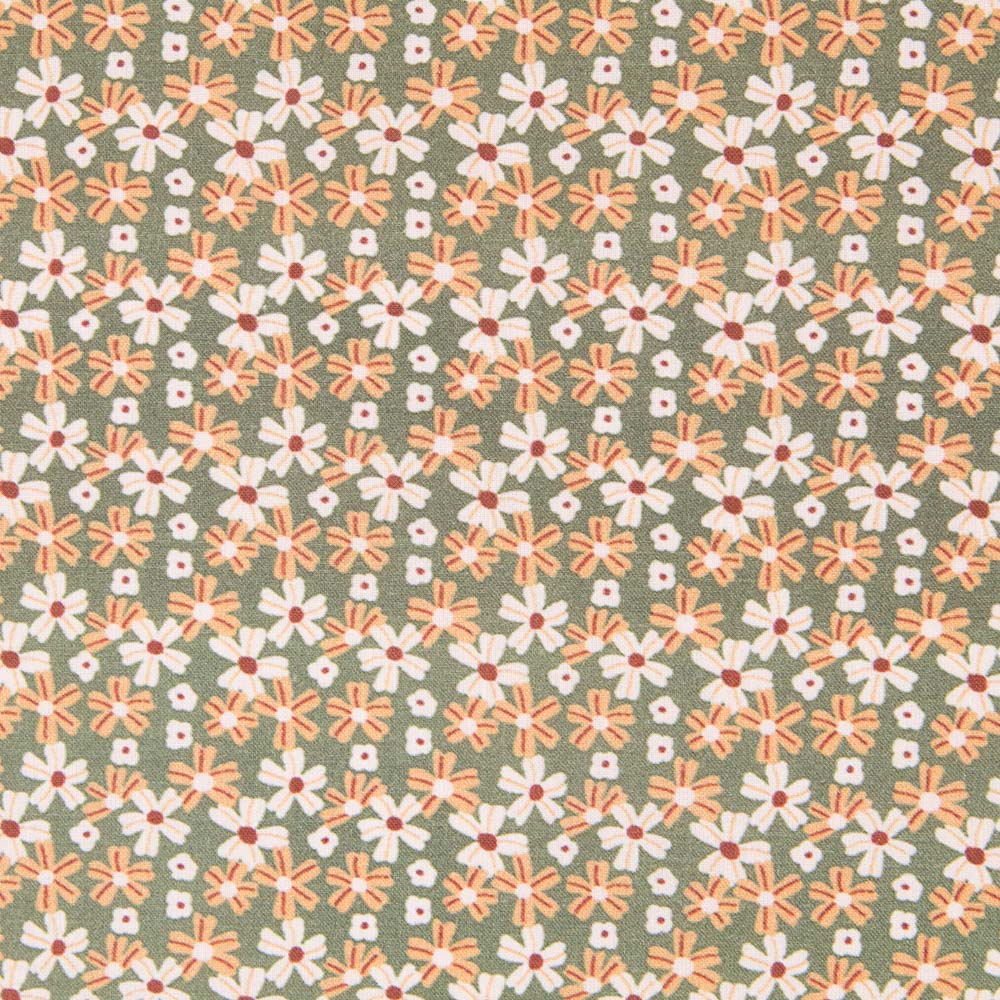 Algodão Popeline Floral Verde - Ribes y Casals