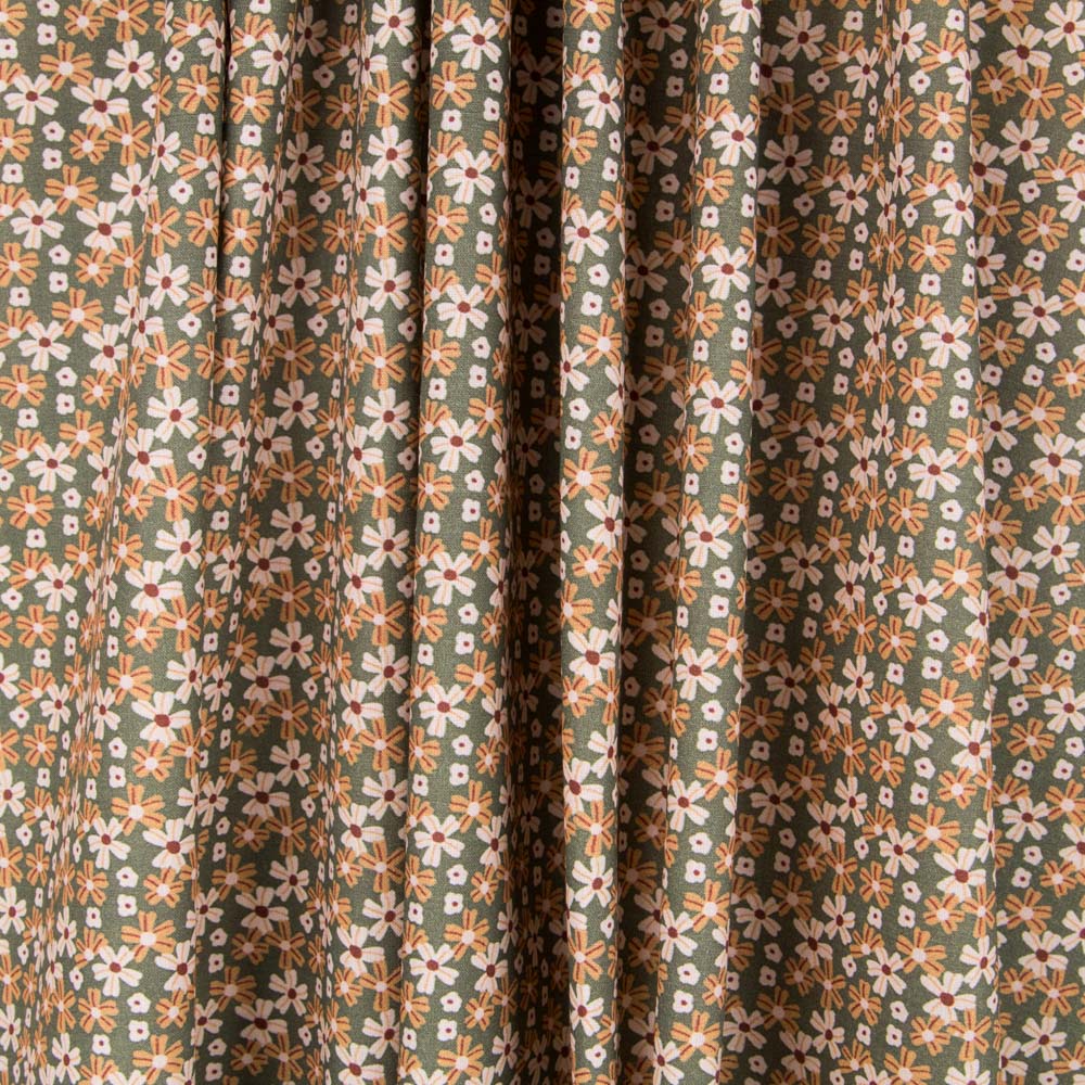 Algodão Popeline Floral Verde - Ribes y Casals