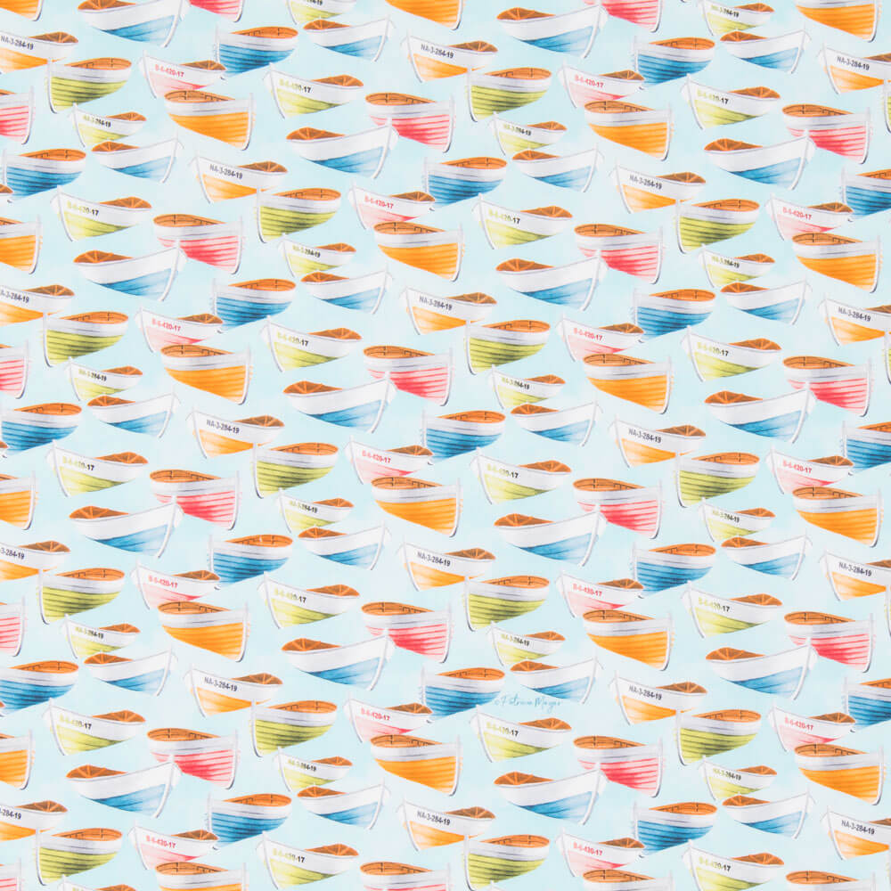 Popeline Barquinhos Azul - Ribes y Casals