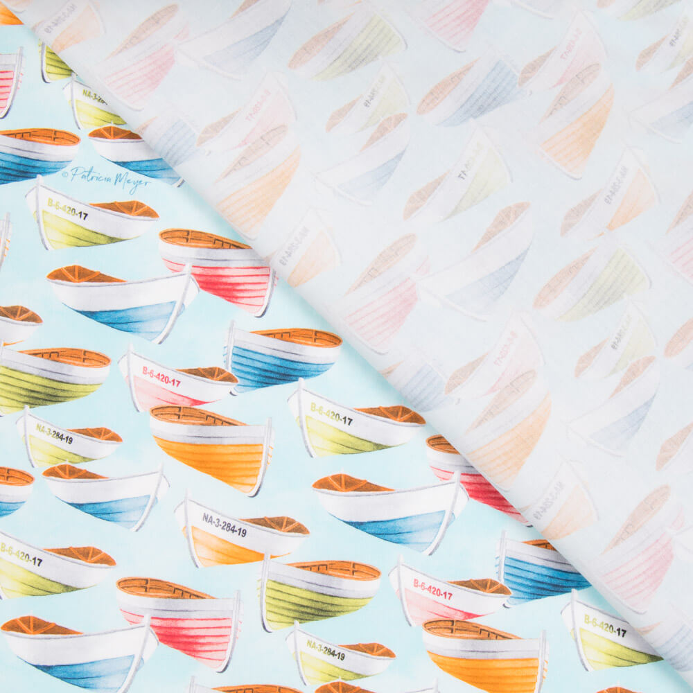 Popeline Barquinhos Azul - Ribes y Casals