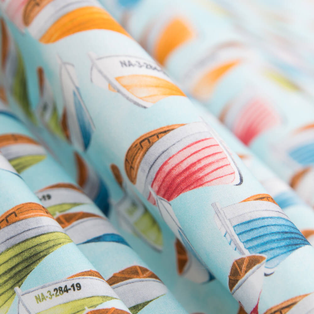 Popeline Barquinhos Azul - Ribes y Casals