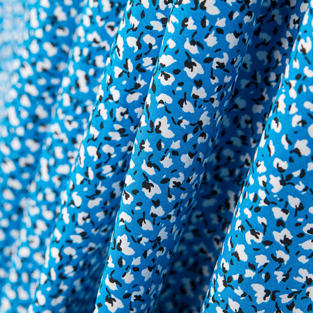 Popeline Viscose Micro Flor Azul - Ribes y Casals