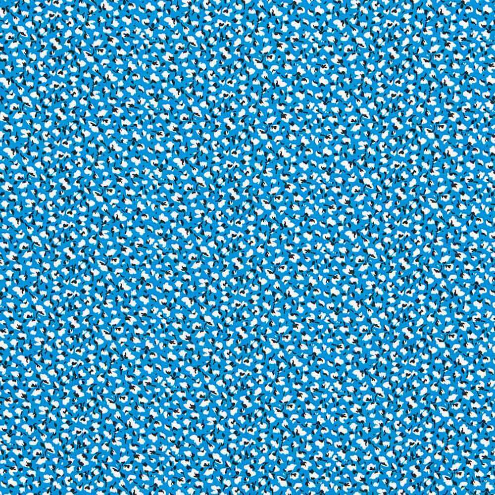 Popeline Viscose Micro Flor Azul - Ribes y Casals