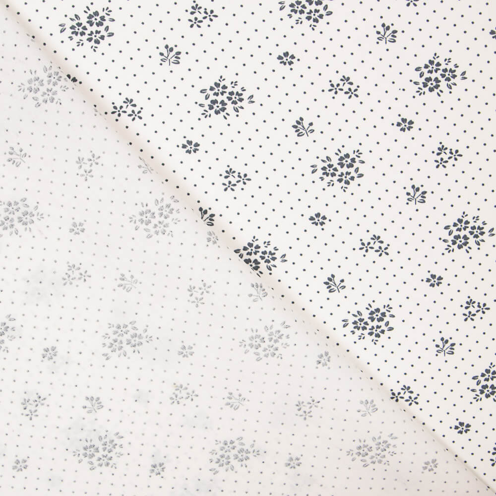 Popeline Viscose Buquê Branco - Ribes y Casals