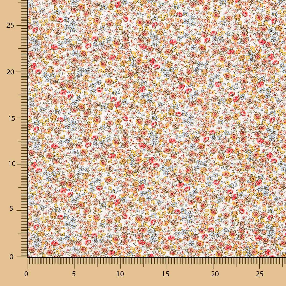 Popeline Viscose Flor Castanho - Ribes y Casals