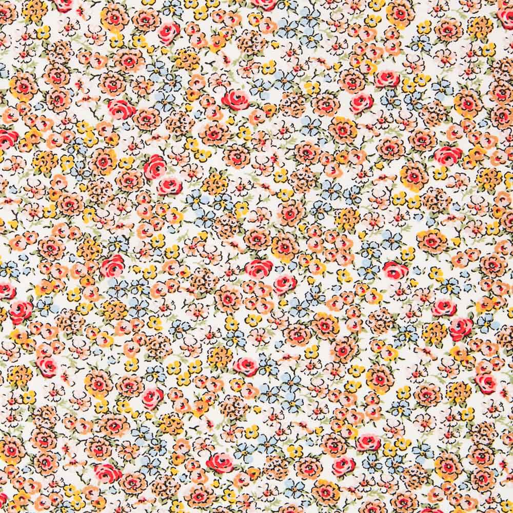 Popeline Viscose Flor Castanho - Ribes y Casals