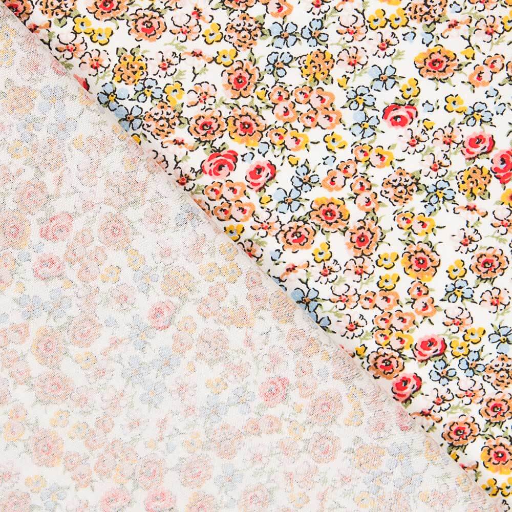 Popeline Viscose Flor Castanho - Ribes y Casals