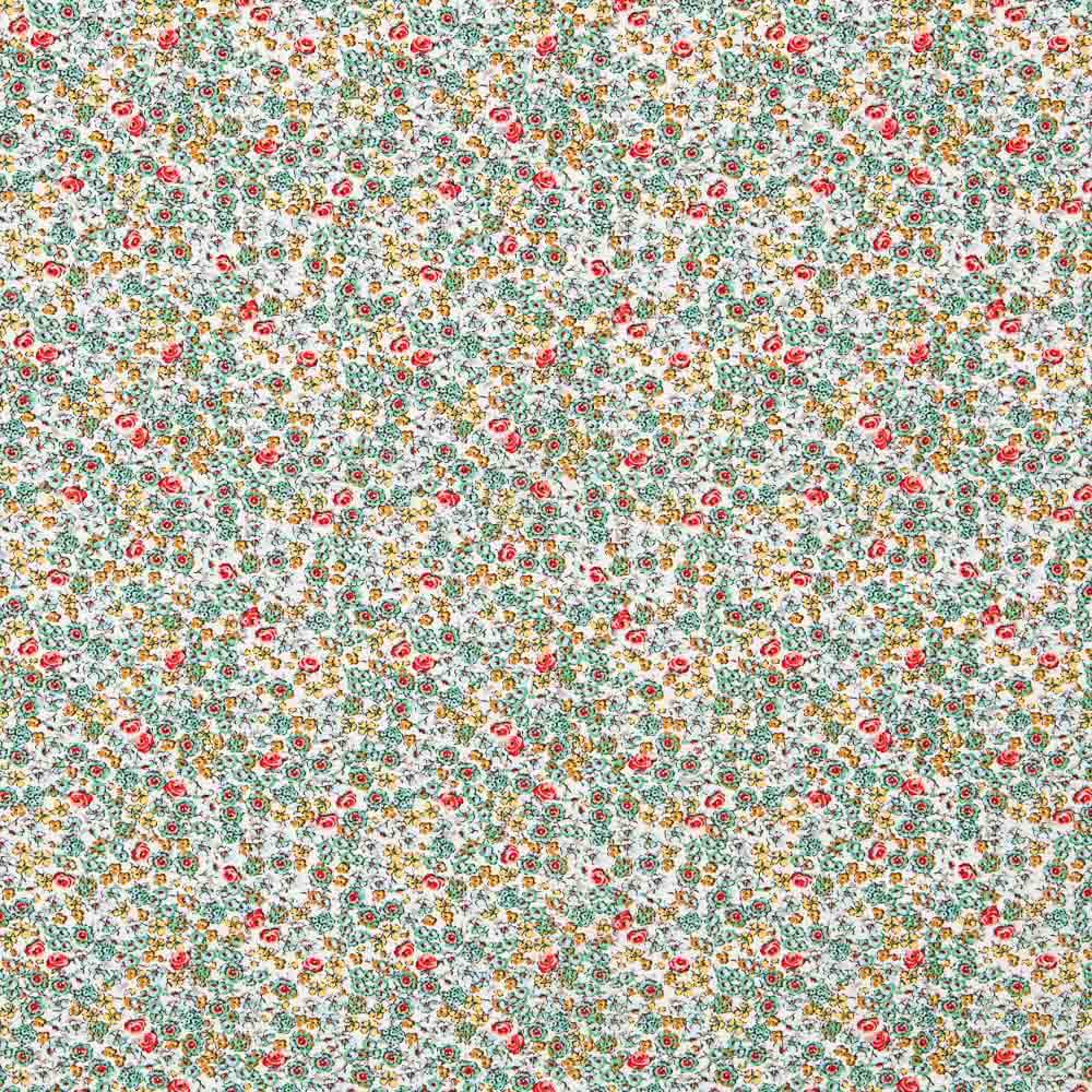 Popeline Viscose Flor Branco - Ribes y Casals