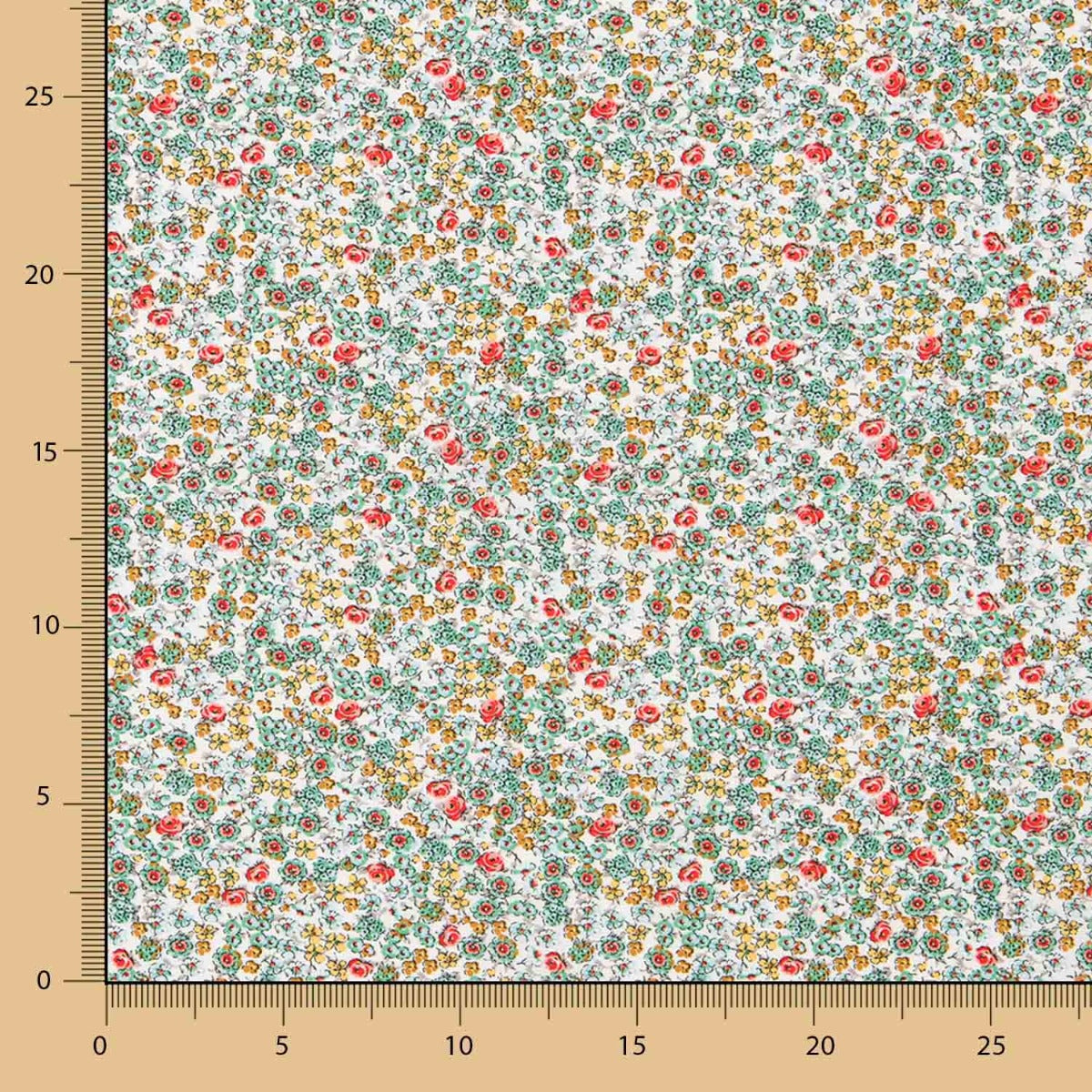 Popeline Viscose Flor Branco - Ribes y Casals