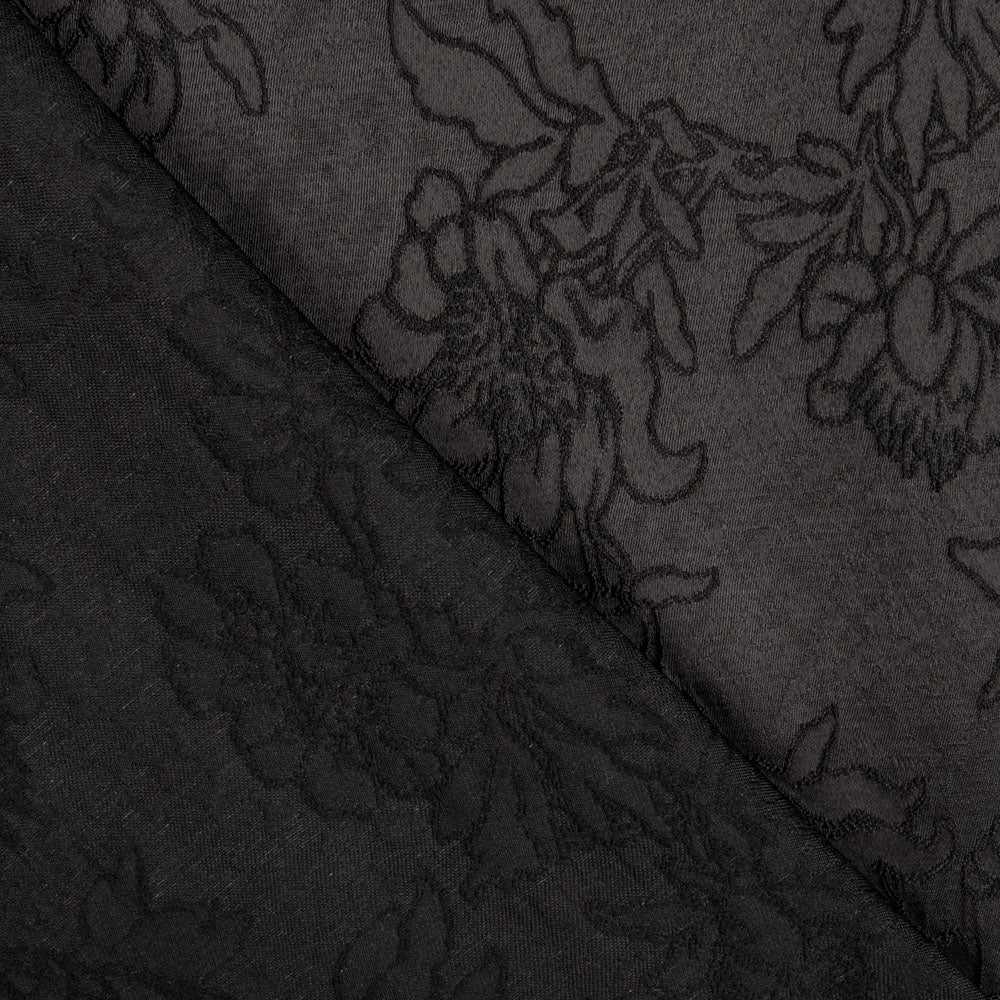 Tecido Brocado Flor Preto - Ribes y Casals