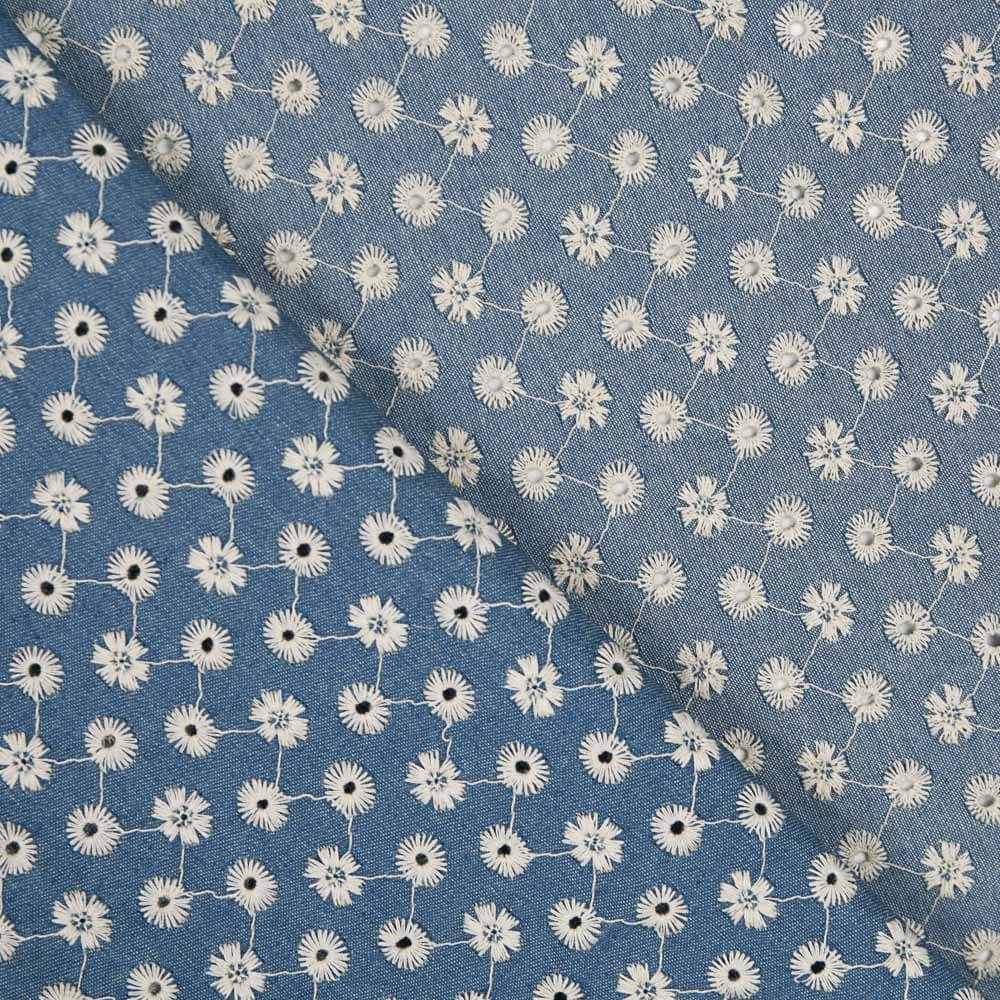 Algodão Jeans Bordado Esferas - Ribes y Casals