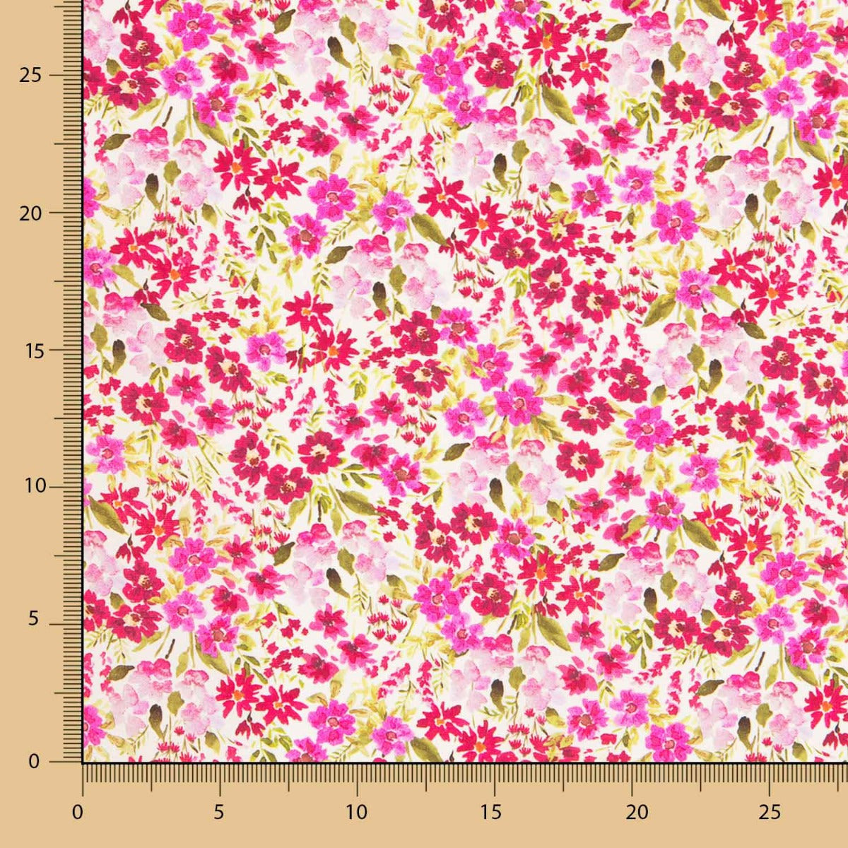 Tecido Crepe Jardim Fúcsia - Ribes y Casals
