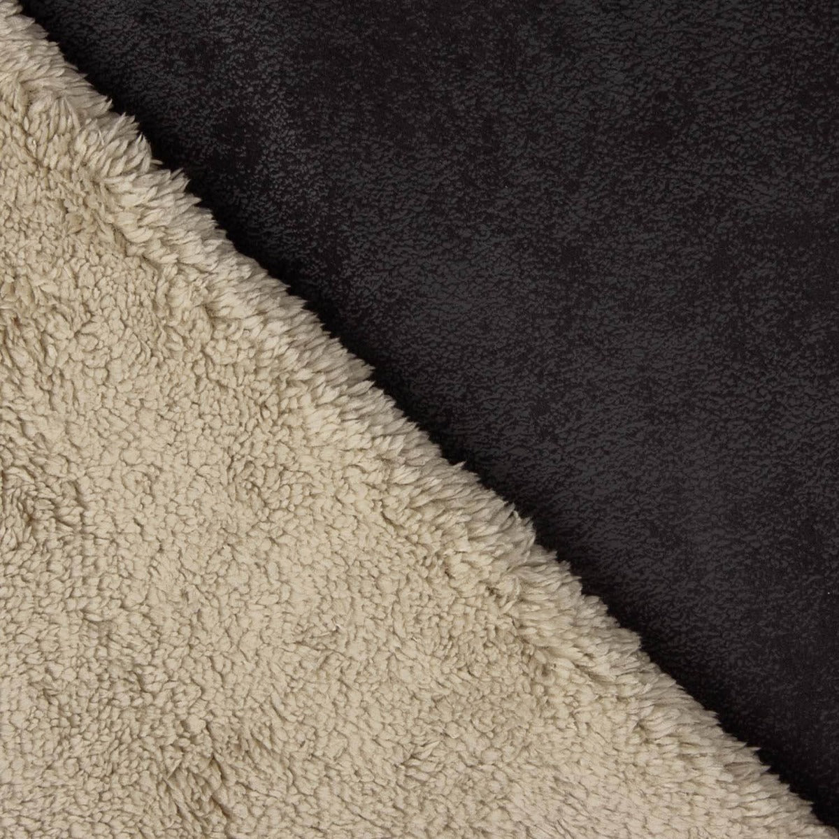 Tecido Dupla Face Ante-Borreguito Preto - Ribes y Casals