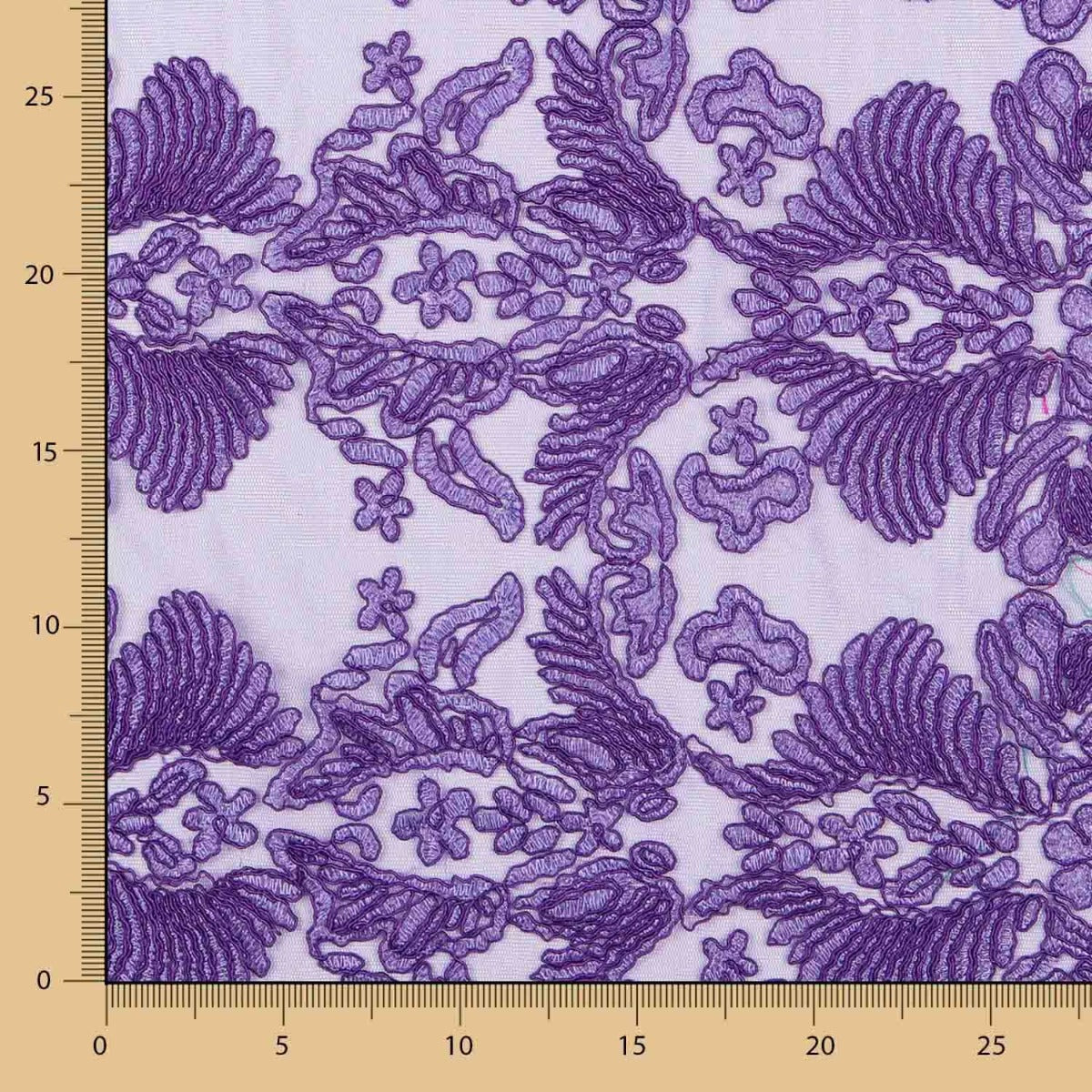 Tecido Renda Folha Dobrável Lilás - Ribes y Casals