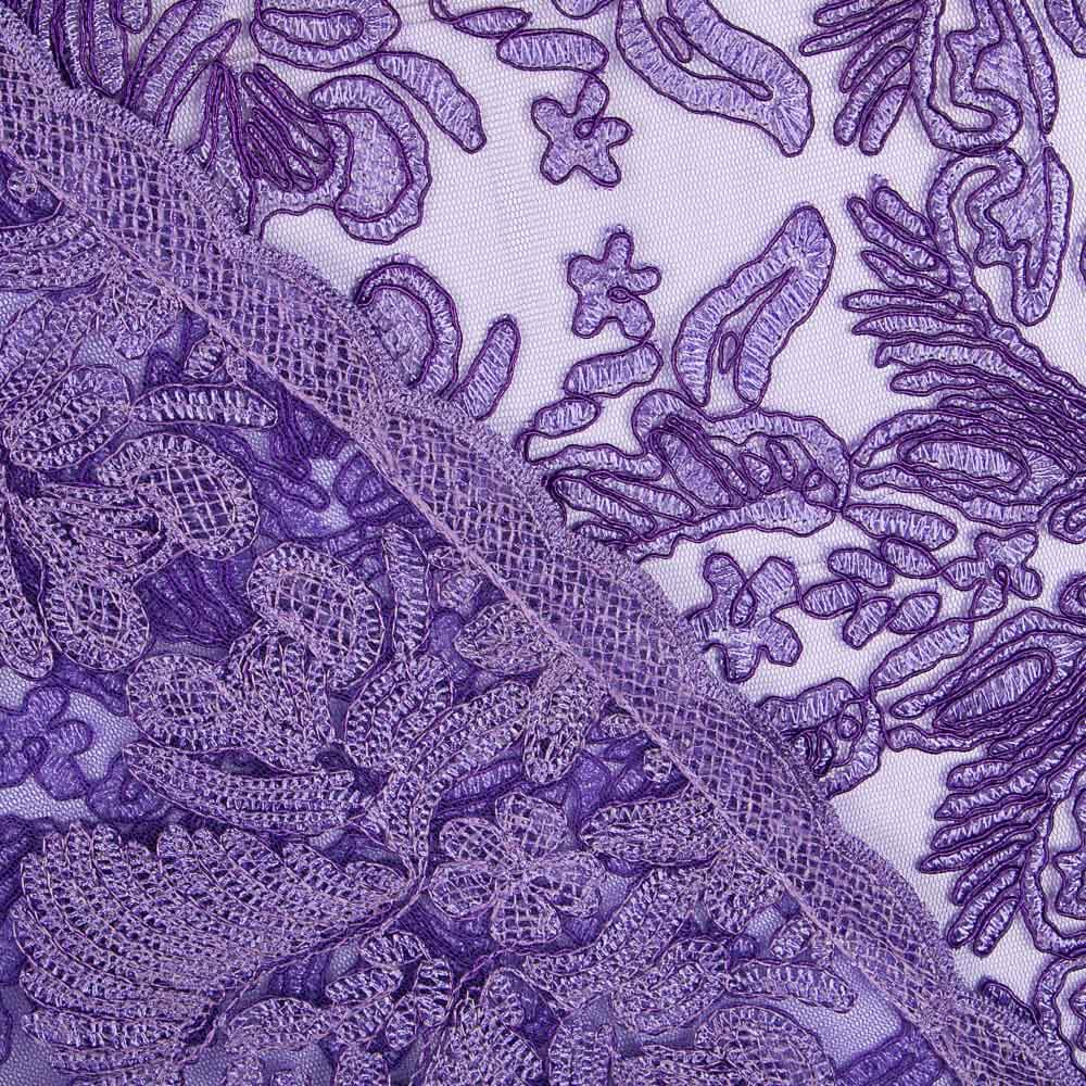 Tecido Renda Folha Dobrável Lilás - Ribes y Casals