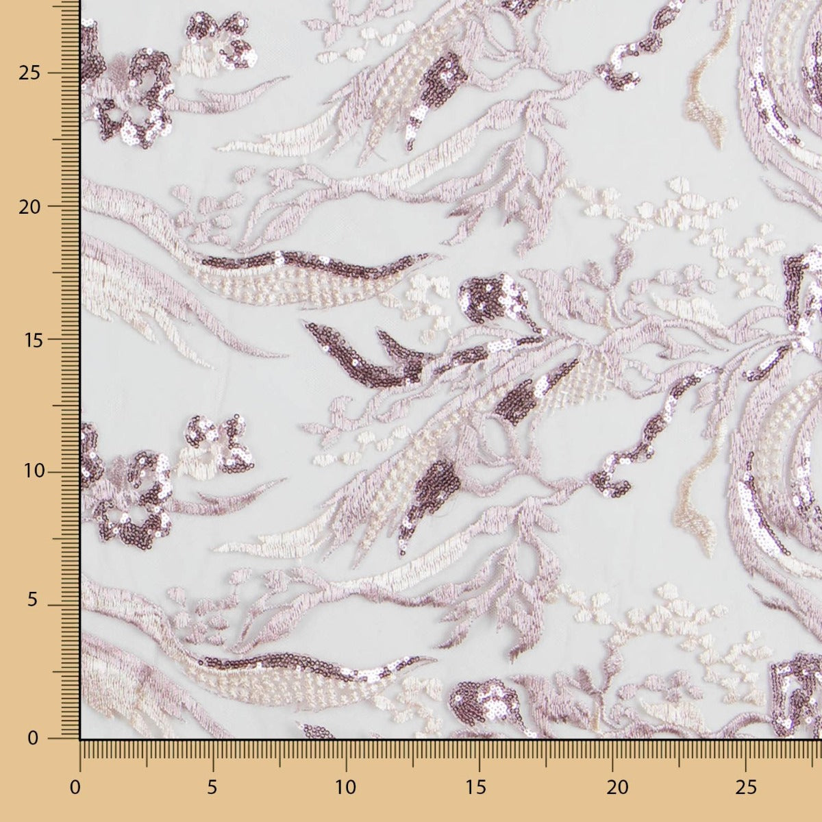 Tecido Renda Ramos Lantejoulas Maquilhagem - Ribes y Casals