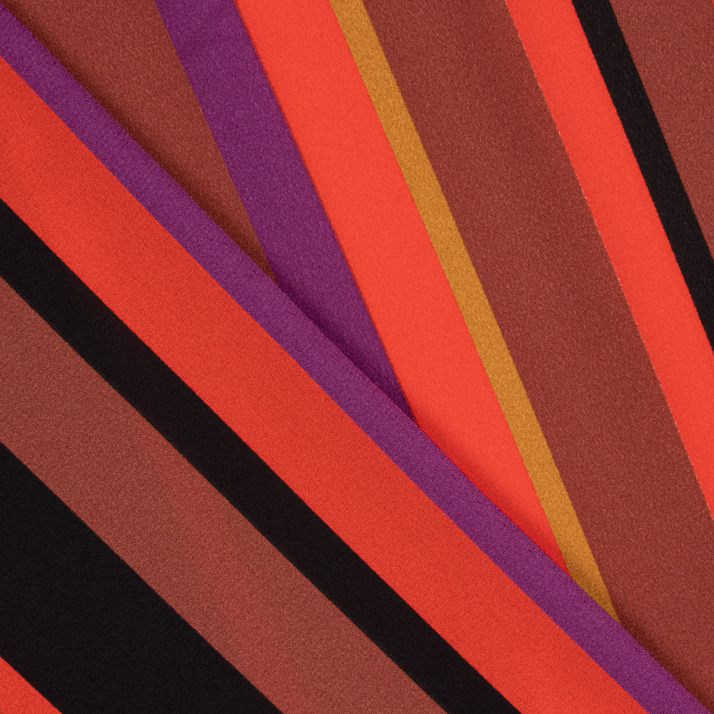 Georgette Estampado Listras Fucsia - Ribes y Casals