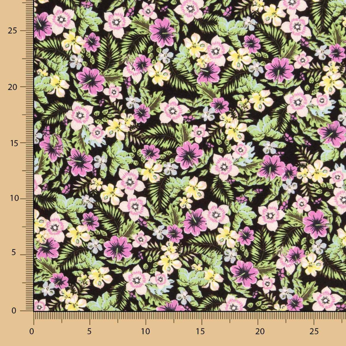 Crepe Poliéster Floral Rosa - Ribes y Casals