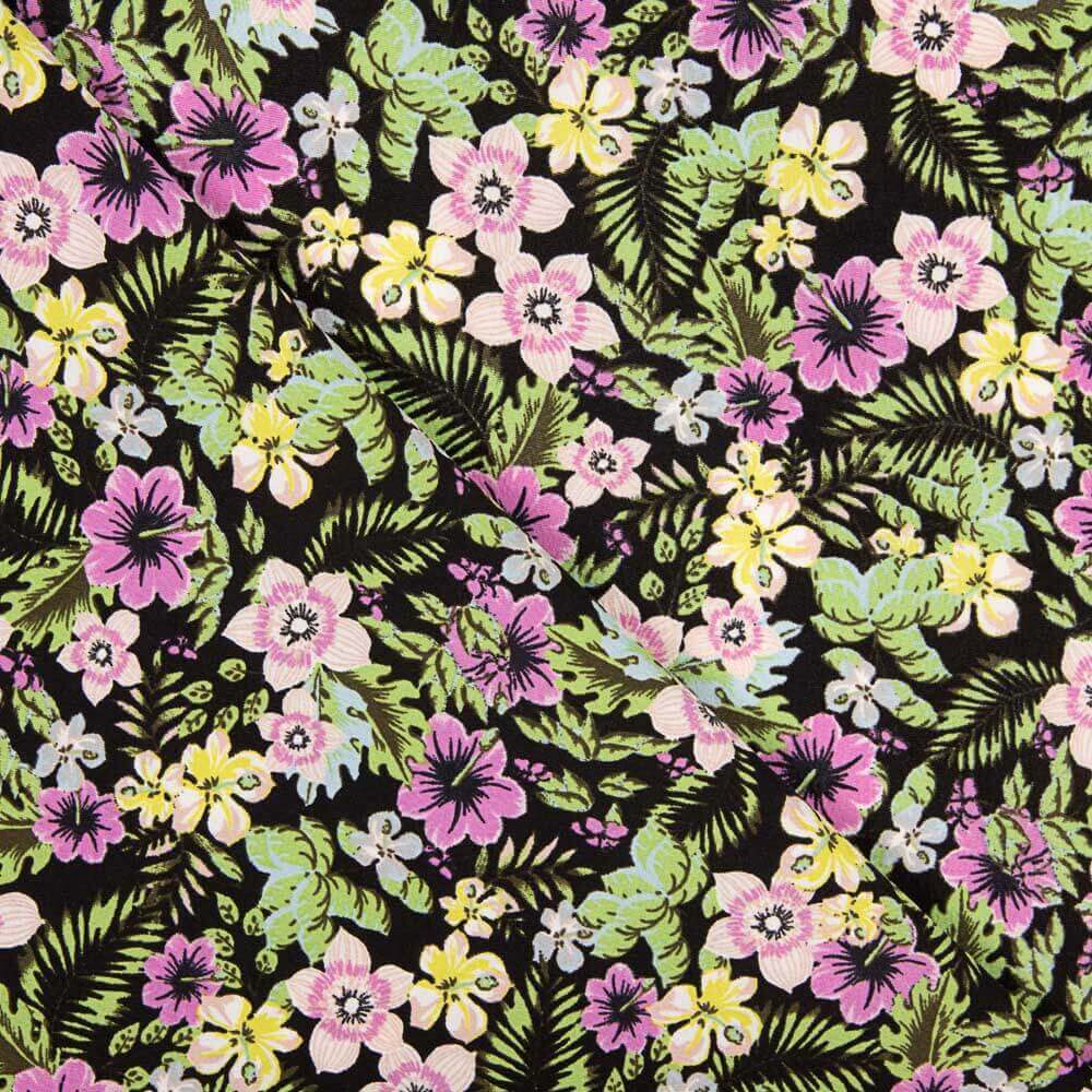 Crepe Poliéster Floral Rosa - Ribes y Casals