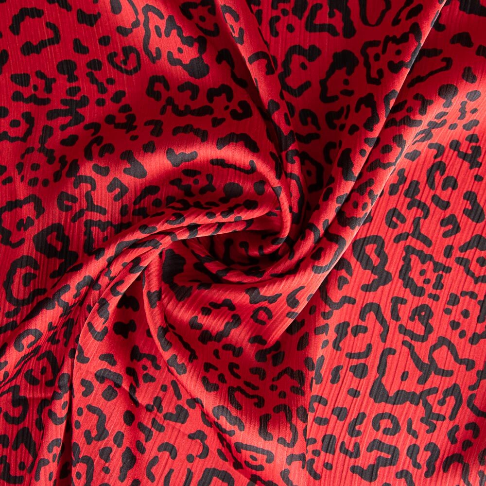 Cetim Estampado Leopardo Vermelho - Ribes y Casals