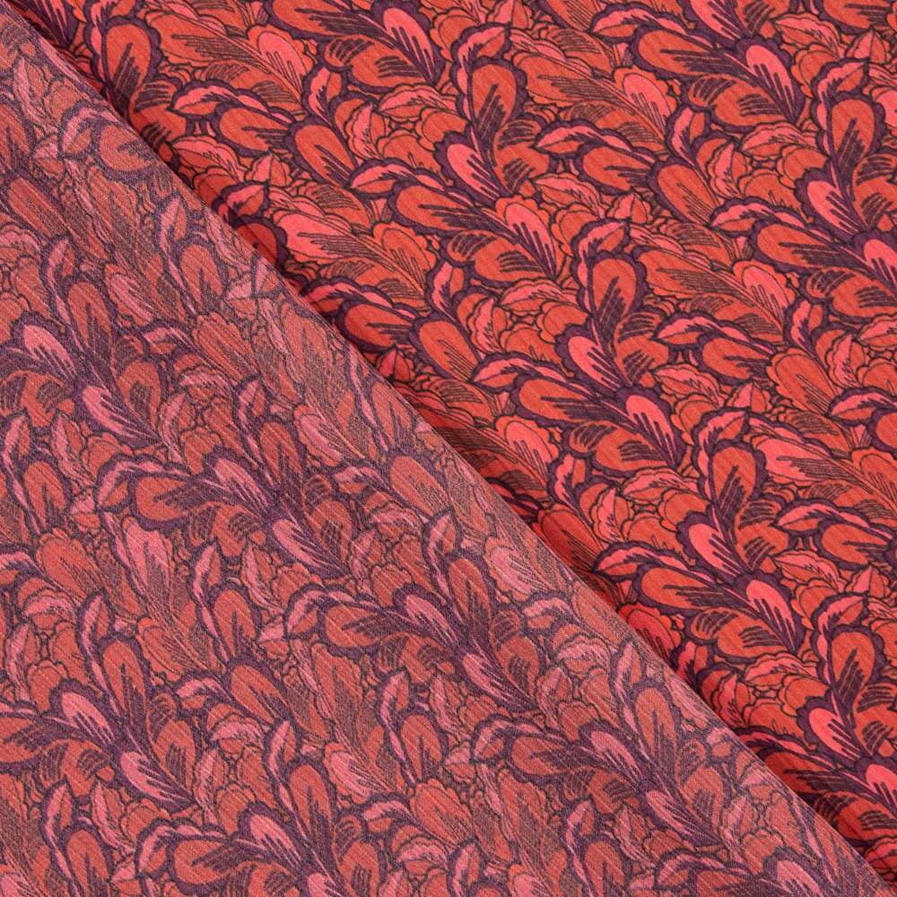 Cetim Estampado Floral Vermelho - Ribes y Casals