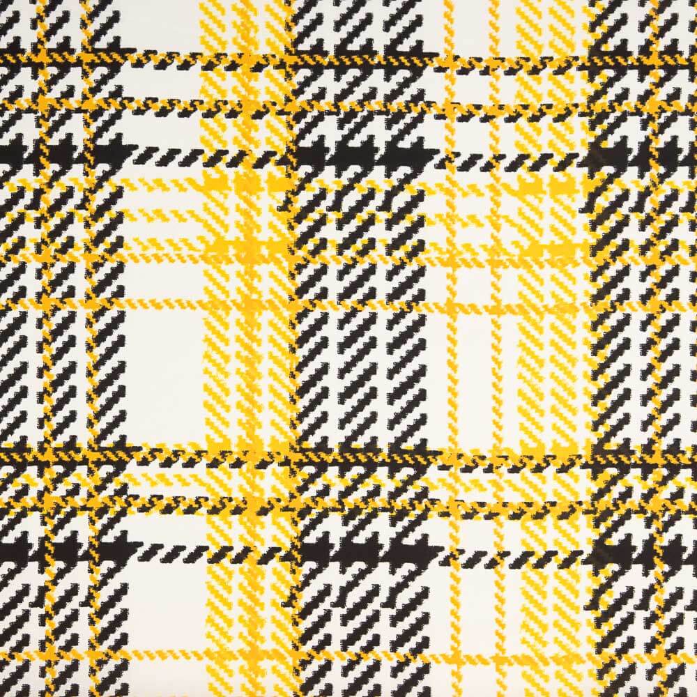 Cetim Estampado Pé de Galo Amarelo - Ribes y Casals
