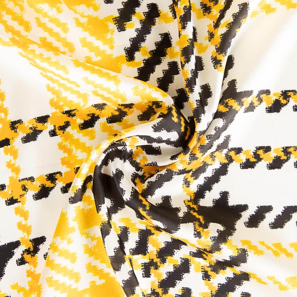 Cetim Estampado Pé de Galo Amarelo - Ribes y Casals