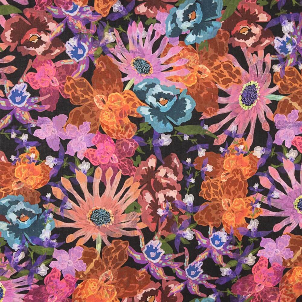 Viscose Flor  Aquarela Multicolorida - Ribes y Casals