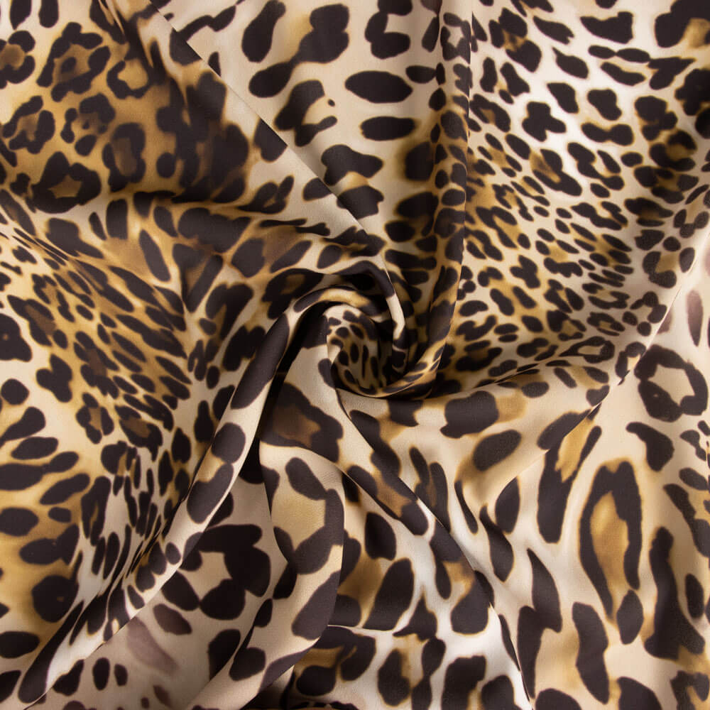 Georgette Leopardo Estampado Marrom - Ribes y Casals
