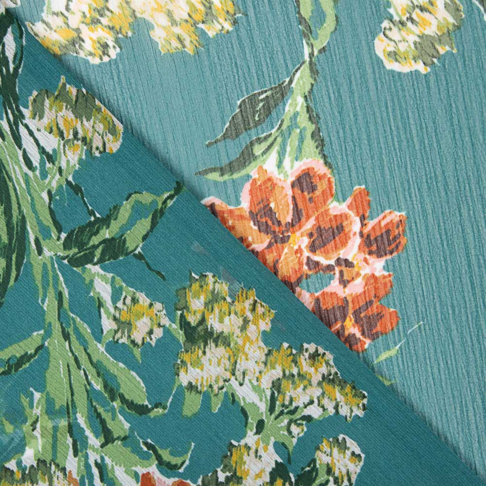 Gaze Poliéster Flor Verde Garrafa - Ribes y Casals