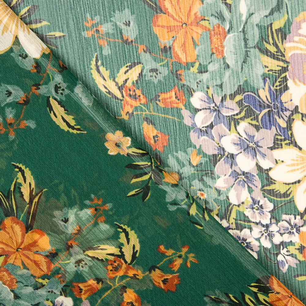 Gaze Poliéster Verde Jardim Flor - Ribes y Casals