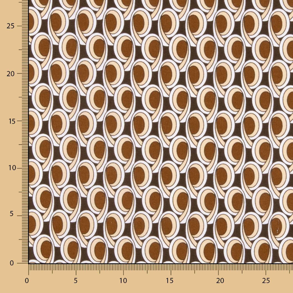 Popelín Algodón Geométrico Marrón - Ribes y Casals