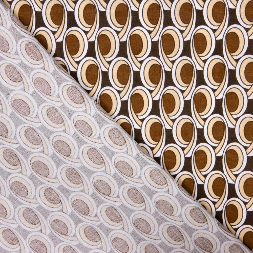 Popelín Algodón Geométrico Marrón - Ribes y Casals