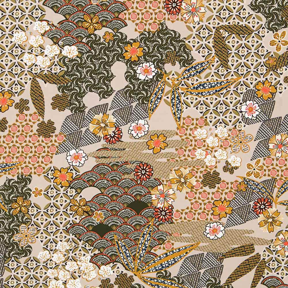 Popeline Viscose Patch Bege - Ribes y Casals