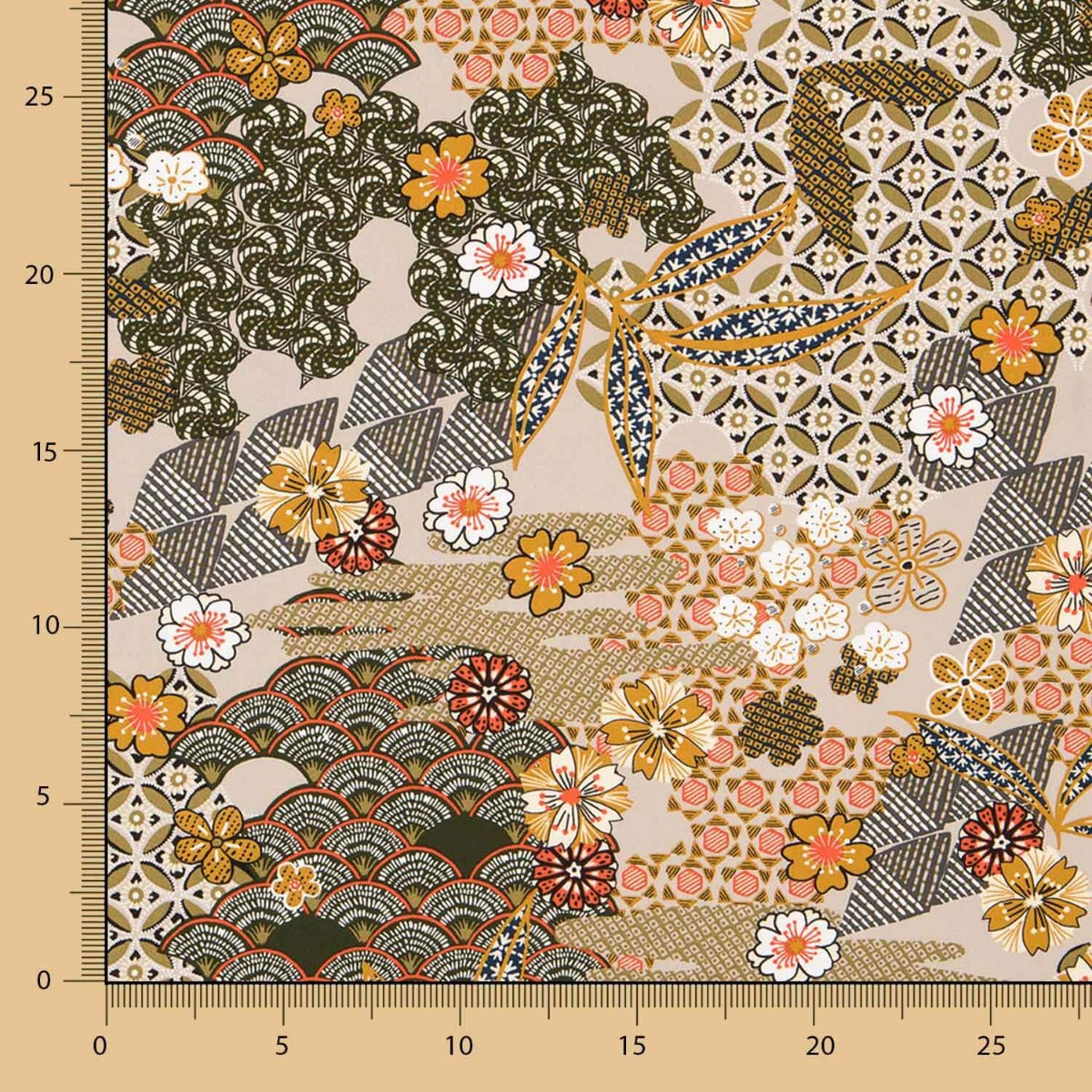 Popeline Viscose Patch Bege - Ribes y Casals