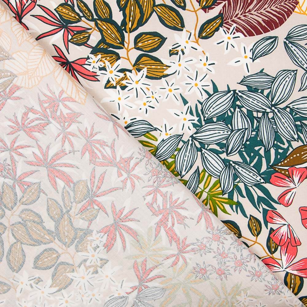 Popeline Viscose Tropical Bege - Ribes y Casals