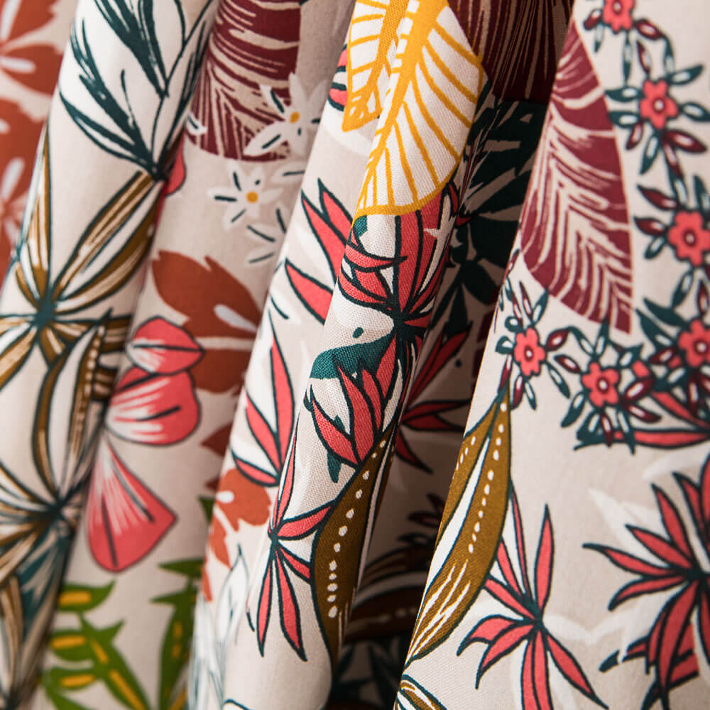 Popeline Viscose Tropical Bege - Ribes y Casals