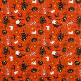 Popeline Halloween Laranja Esqueleto Oeko-Tex® - Ribes y Casals