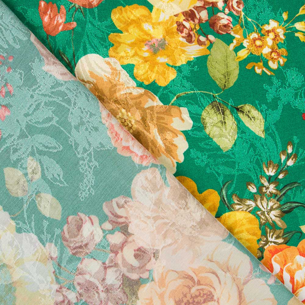 Cetim Jacquard Cretonne Verde - Ribes y Casals