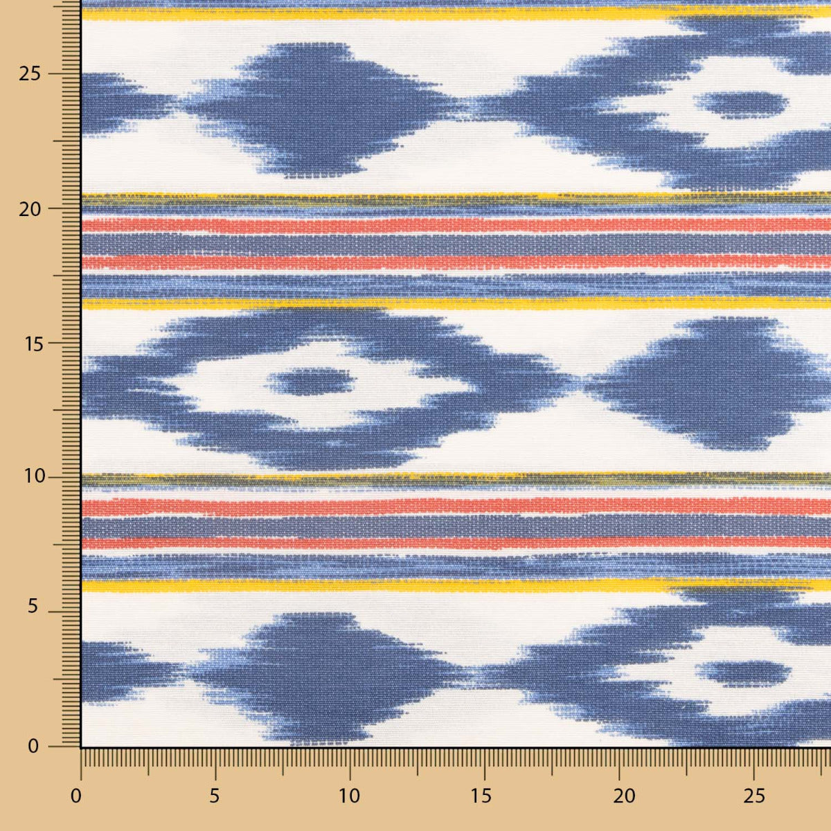 Tecido Estampa Maiorquina Tricolor Azul - Ribes y Casals