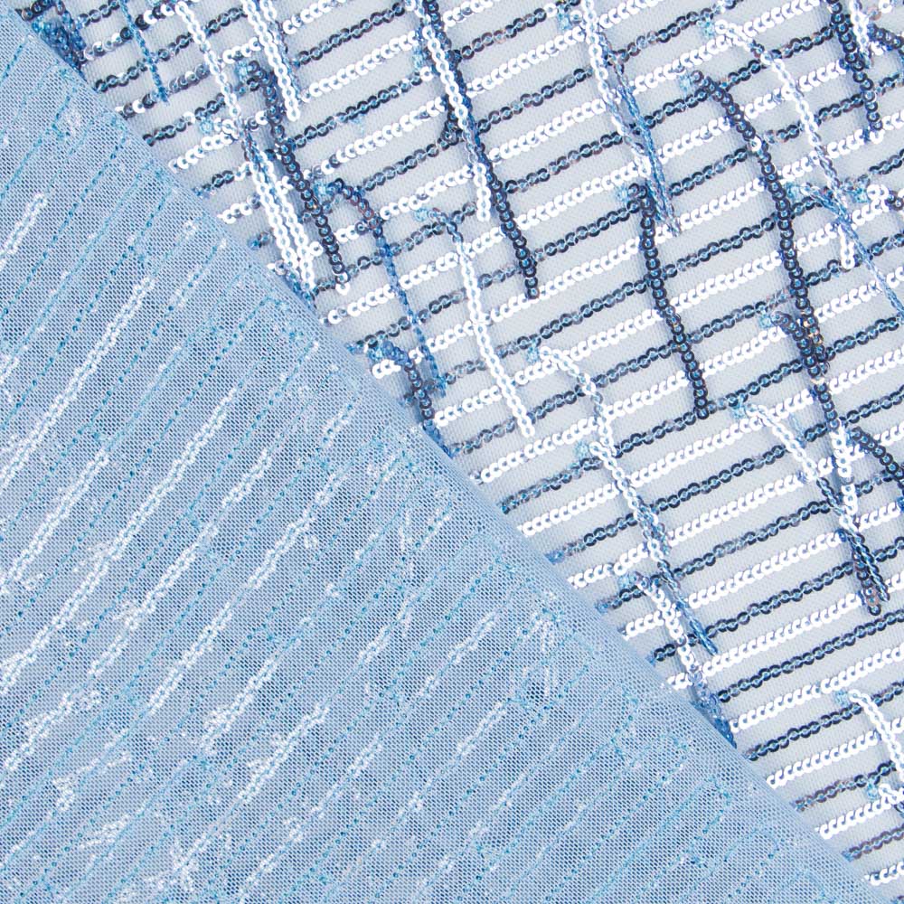 Tecido Lantejoulas Franja Azul - Ribes y Casals