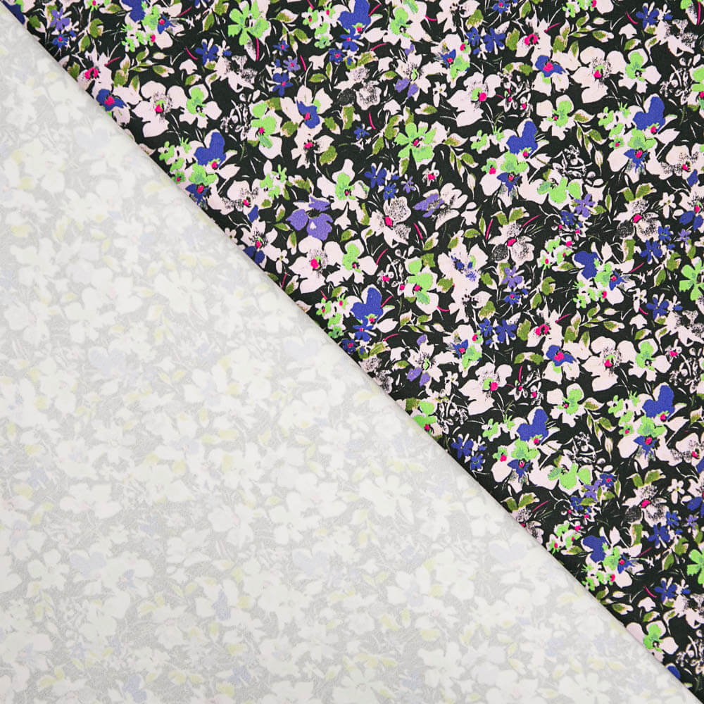 Tecido de Poliéster Spandex Flores Malva - Ribes y Casals