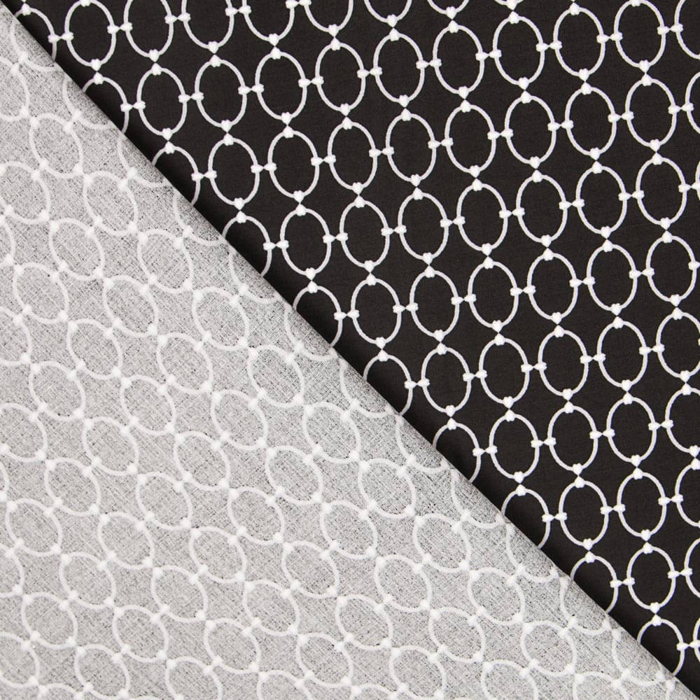 Popeline Viscose Correntes Preto - Ribes y Casals