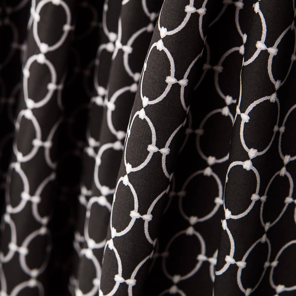 Popeline Viscose Correntes Preto - Ribes y Casals