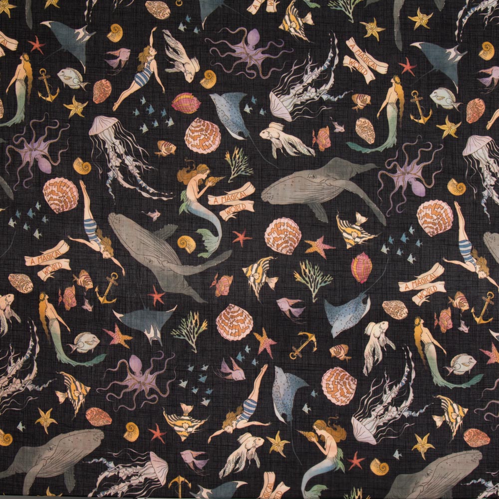 Tecido Rústico Poliéster Sereia Marinha - Ribes y Casals